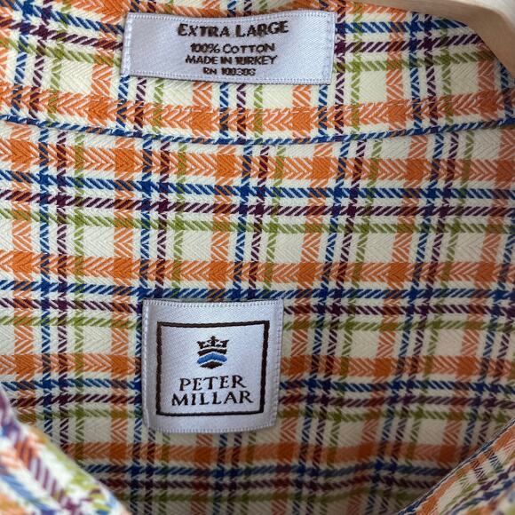 Peter Millar Other - Peter Millar Plaid Shirt Men XL Harvest Orange Cotton Button Up Long Sleeve FALL